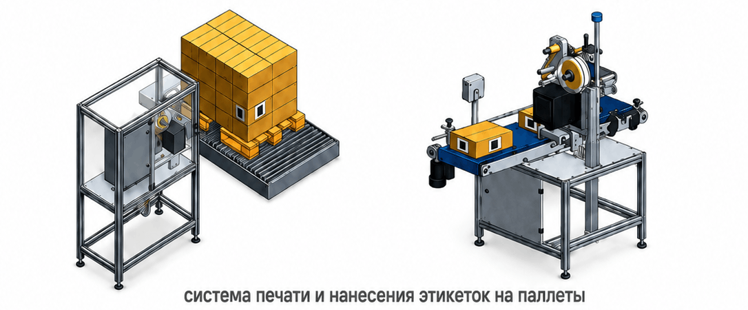 система печати и нанесения этикеток на паллеты